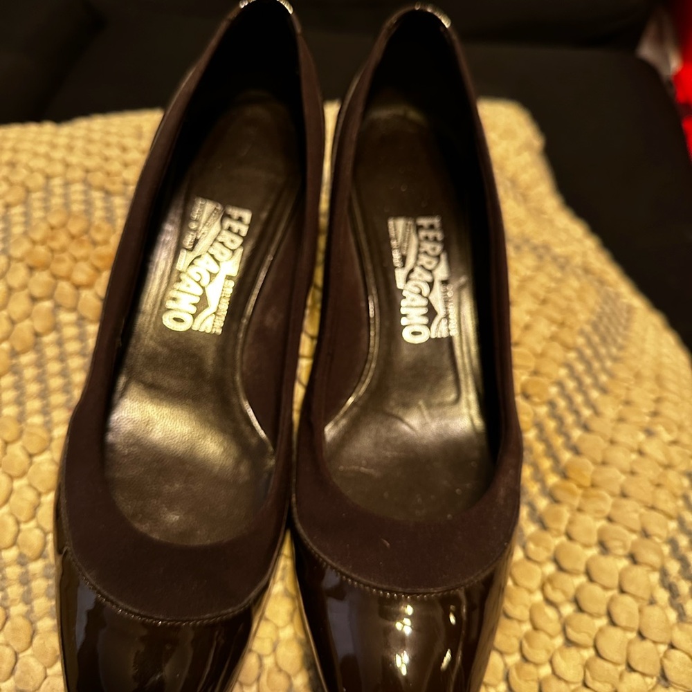 Salvatore Ferragamo Women's Brown  Glossy Heels